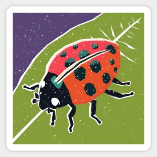 Colorful Ladybug - Vibrant Nature Risograph Art Sticker